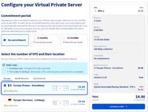 OVHcloud vps location options