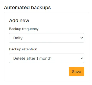 Backup frequency and retention settings