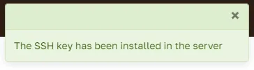 SSH key installed notification in Cloudpepper