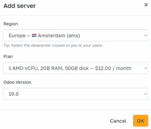 Vultr server options