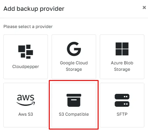Backup to any S3-compatible storage provider