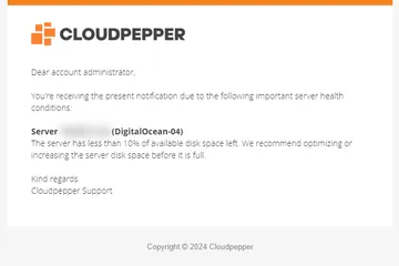 Health check notification email Odoo server