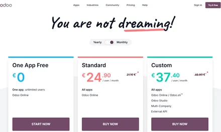 Odoo pricing structure overview