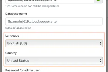 Select Country and language while creating an Odoo instance