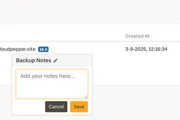Add a note to a backup made with Cloudpepper