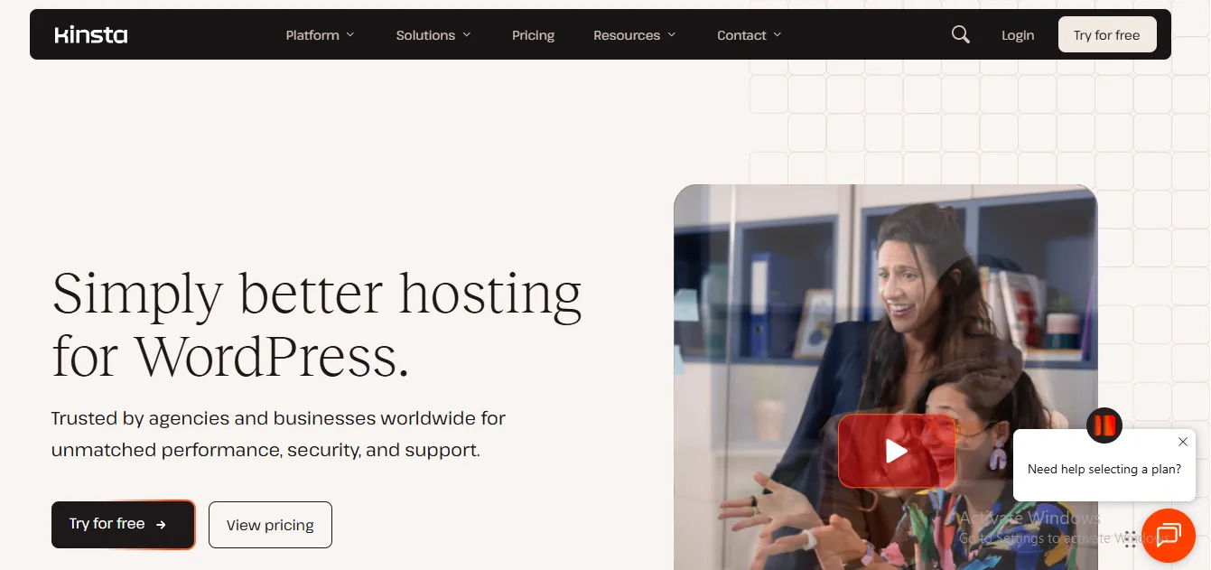 Kinsta managed WordPress hosting homepage