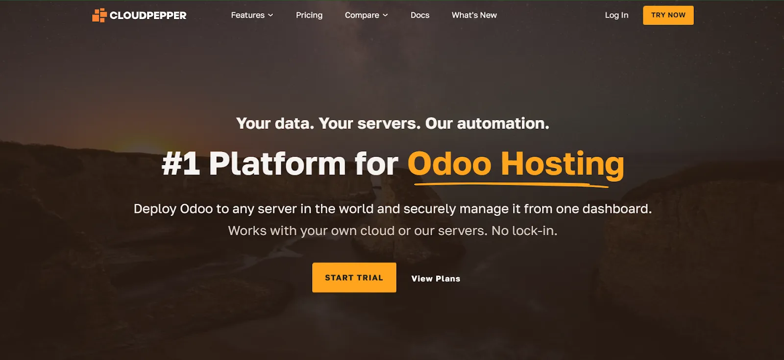 A screenshot of the Cloudpepper official website homepage