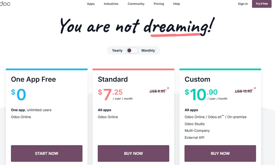 Odoo vs ERPNext pricing comparison overview