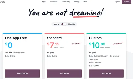 Odoo vs ERPNext pricing comparison overview