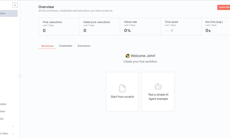 n8n dashboard