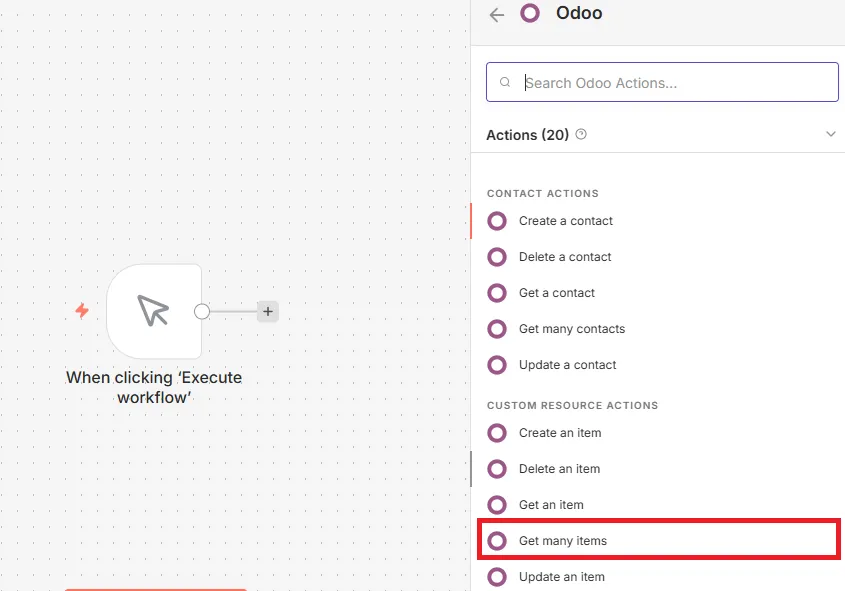 odoo n8n get many items