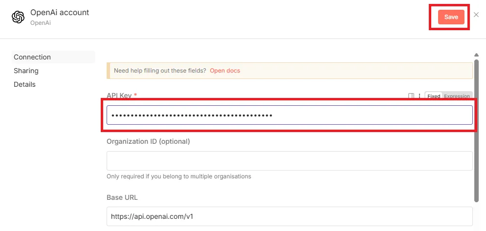 odoo n8n openai api key