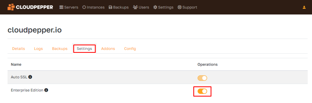 Odoo Enterprise toggle in settings