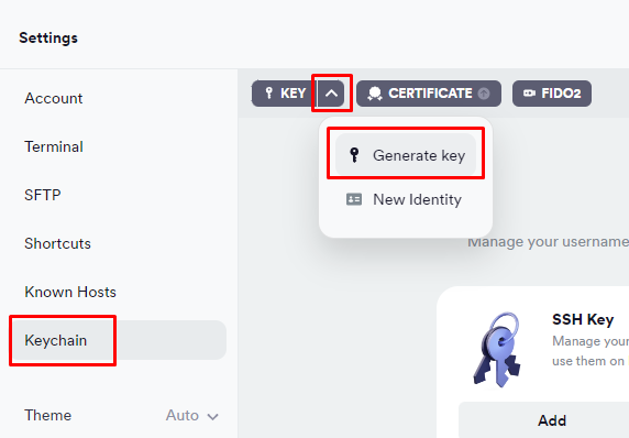 Generate new SSH key with Termius