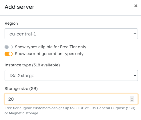 Set custom volume size for AWS EC2 Servers