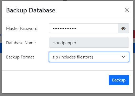 Backup Odoo database with Odoo database manager