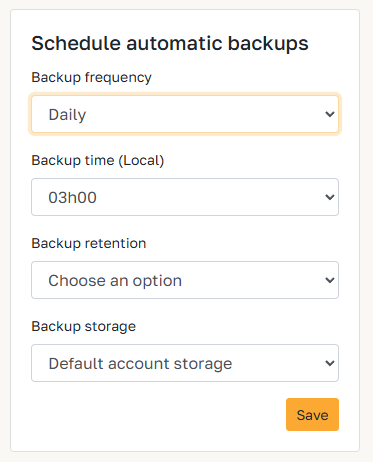 Select the exact date and time of your Odoo backup