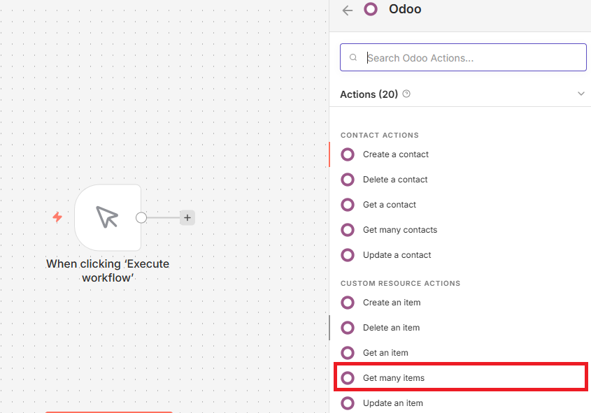 odoo n8n get many items