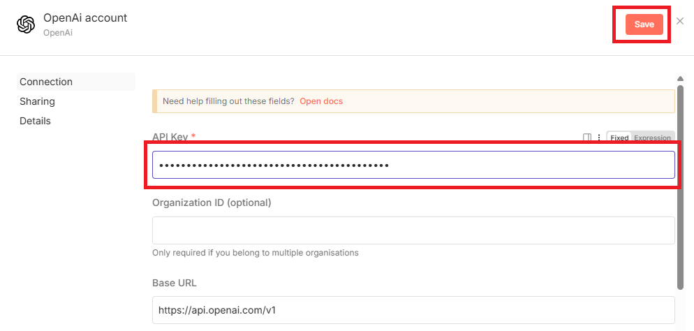 odoo n8n openai api key