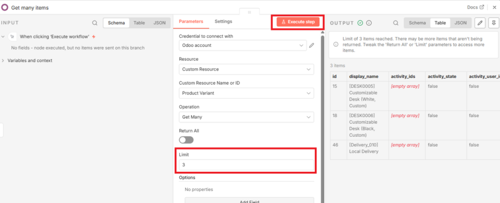 odoo n8n show products